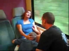 Two friends eat out redheaded milf on the train