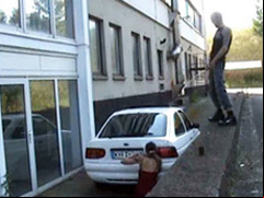 Female Peeping Tom takes a hot piss in her mouth
