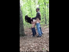 Brunette hooker banged in the woods and filmed in secret